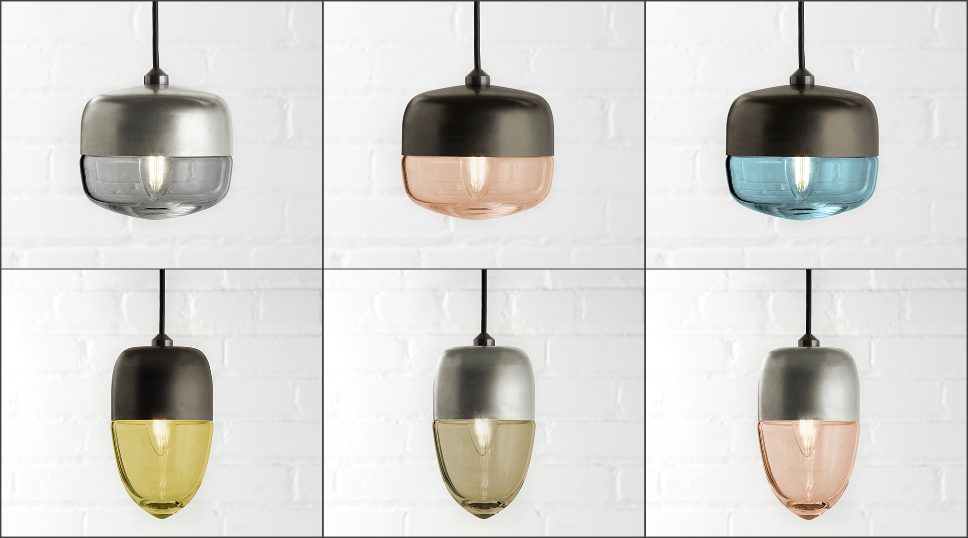 Carina and Vela Pendants available in 6 glass colors