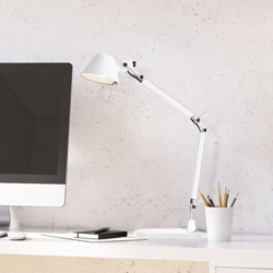 Home Office & Work Space Desk + Task Lamps